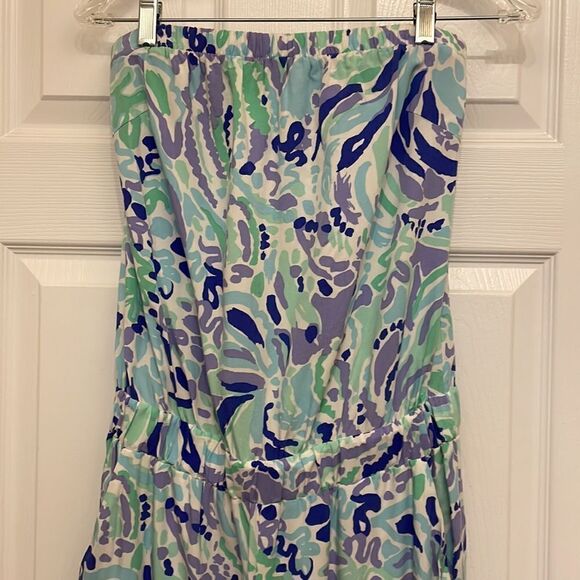 Lilly Pulitzer Emiko Lilly’s Lilac Strapless Rayon Jumpsuit - Picture 4 of 11